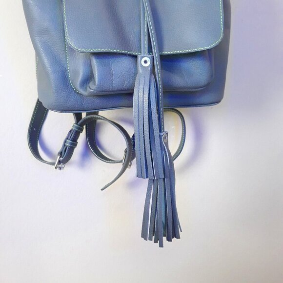 Green Leather Contrast Stitching Backpack Made in Romania Boho Utility - Picture 8 of 13